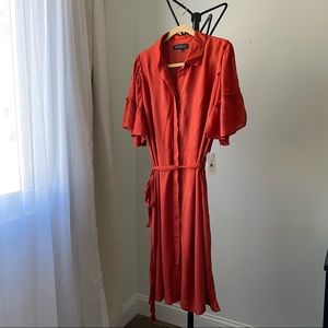 NWT Eloquii Button Down Midi Dress | Tie waist flutter sleeve // 16